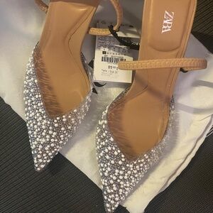 Zara Pearl Heeled Slingbacks
